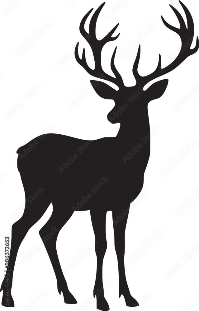 Fototapeta premium Black silhouette of a deer illustration 
