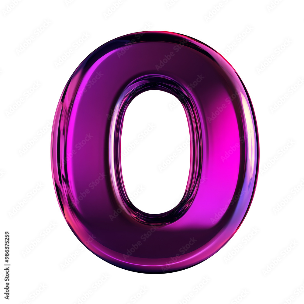 Dark purple Hologram metallic 0 number alphabet Realistic 3D on white background. Generative AI Dark purple Hologram metallic 0 number alphabet Realistic 3D on white background. Generative AI