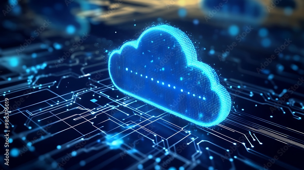 A digital representation of a cloud symbolizing cloud computing and data storage technology. A digital representation of a cloud symbolizing cloud computing and data storage technology.