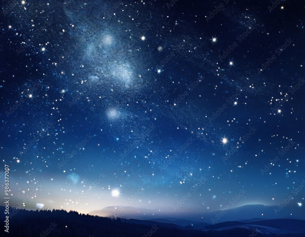 Starry night with glowing blue nebula and vibrant sky Starry night with glowing blue nebula and vibrant sky