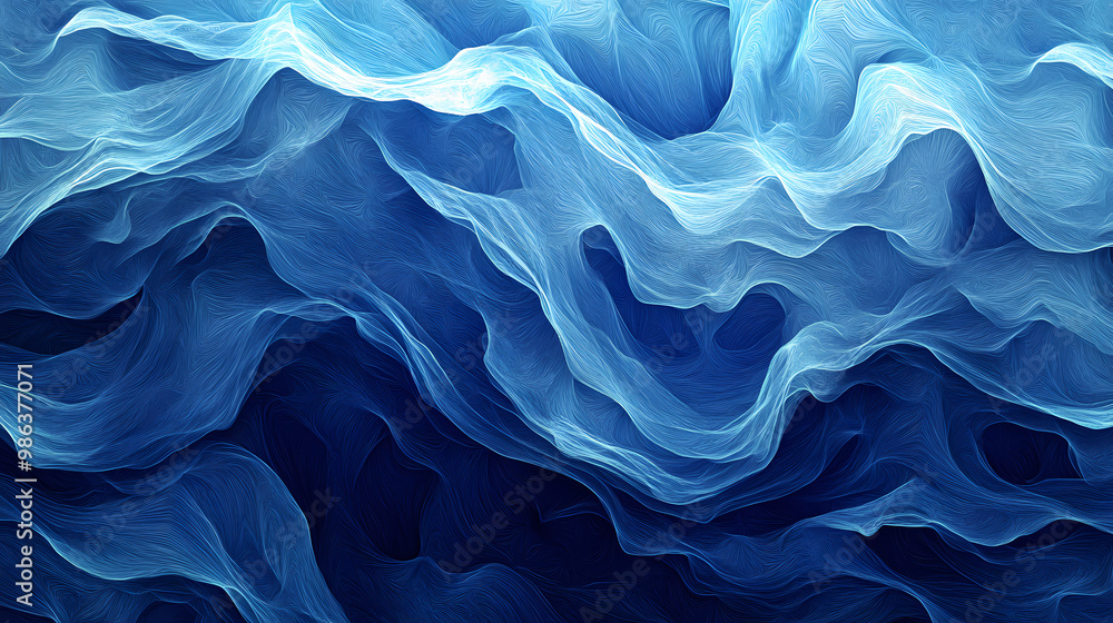 Obraz premium Abstract blue ocean waves. Fractal Design. Illustration