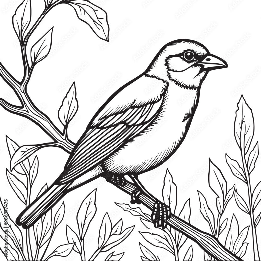 Bird coloring page illustration Bird coloring page illustration