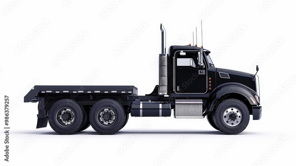Side view of a heavy-duty industrial truck designed for construction and transportation, featuring a rugged build and durable components. Side view of a heavy-duty industrial truck designed for construction and transportation, featuring a rugged build and durable components.