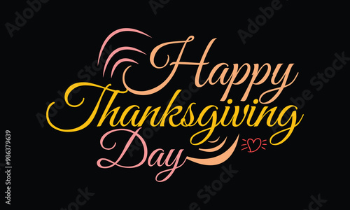 Happy Thanksgiving calligraphic text Vector illustration template.greeting cards lettering background with leafs.4