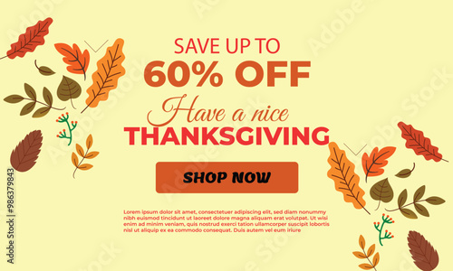 Happy Thanksgiving calligraphic text Vector illustration template.greeting cards lettering background with leafs.7