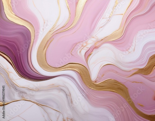 Pink marble with flowing gold highlights background