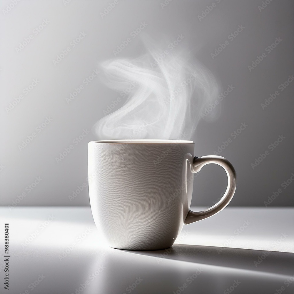 Stilvolle Kaffeetasse mit Dampf auf weißem Hintergrund Stilvolle Kaffeetasse mit Dampf auf weißem Hintergrund