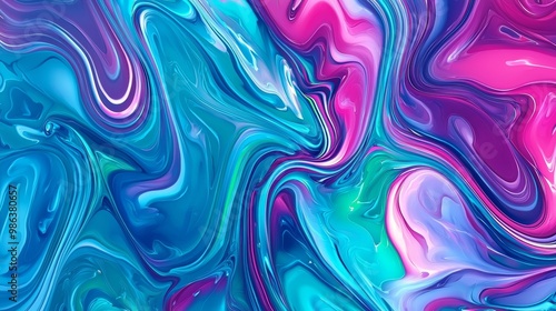 Abstract colorful fluid art background with mixing paint forming swirls and ripples. Perfect for any project that requires a colorful and abstract background