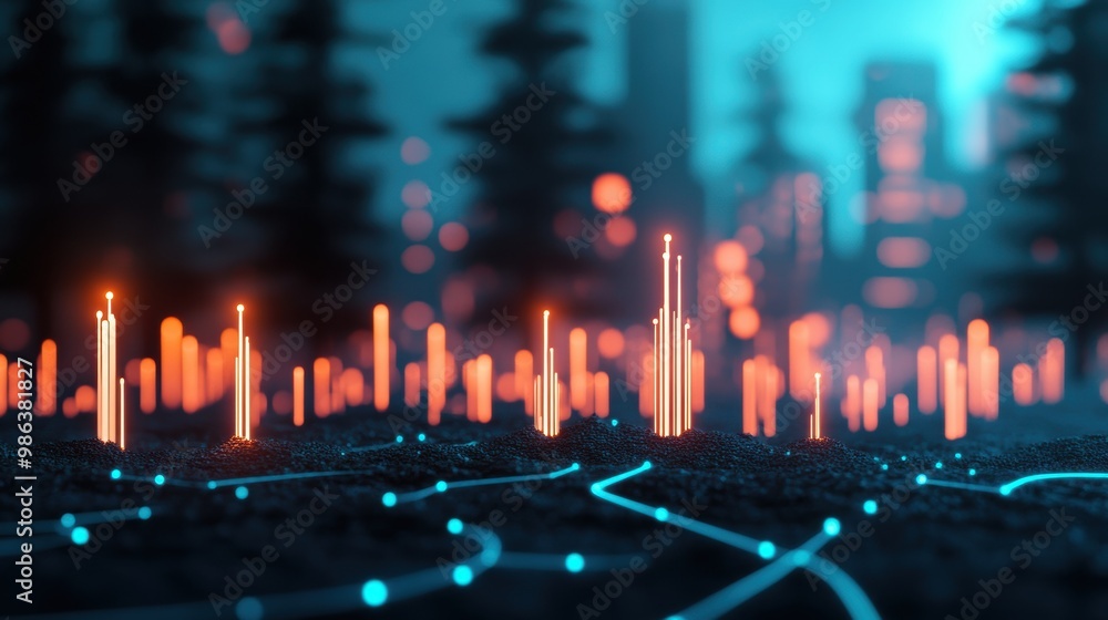 A futuristic cityscape with glowing lines representing data flow across a vast network, highlighting the interconnectedness of cyber infrastructure. A futuristic cityscape with glowing lines representing data flow across a vast network, highlighting the interconnectedness of cyber infrastructure.