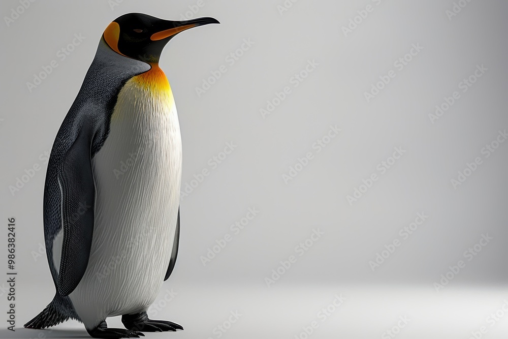 Fototapeta premium A penguin stands on a white background