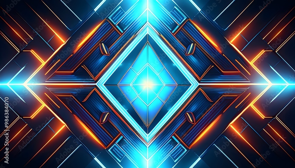 Symmetrical geometric forms with futuristic glow Symmetrical geometric forms with futuristic glow