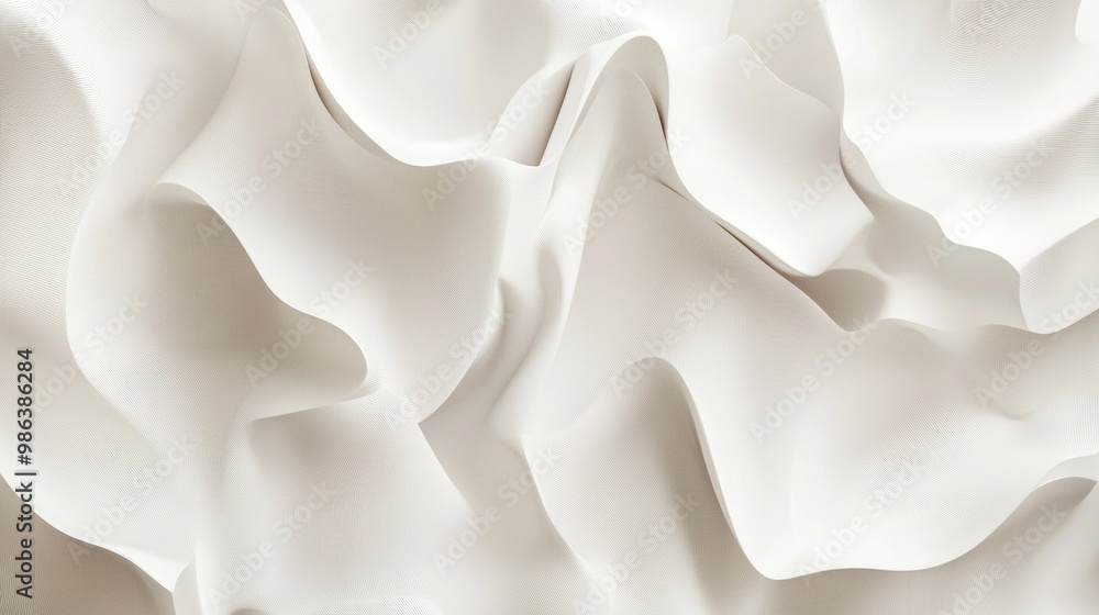 White fabric background with elegant curves and waves, creating an abstract and minimalist design suitable for various creative projects White fabric background with elegant curves and waves, creating an abstract and minimalist design suitable for various creative projects