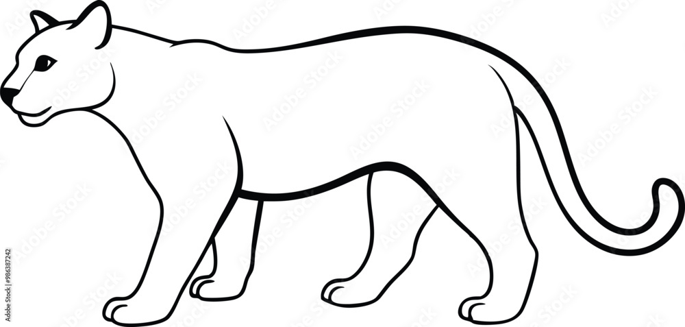 Obraz premium Silent Hunter Vector Illustration Capturing a Puma's Cunning 
