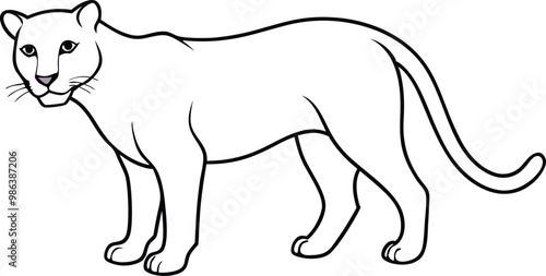 Mysterious Stalker Vector Design Featuring a Puma in Hiding
