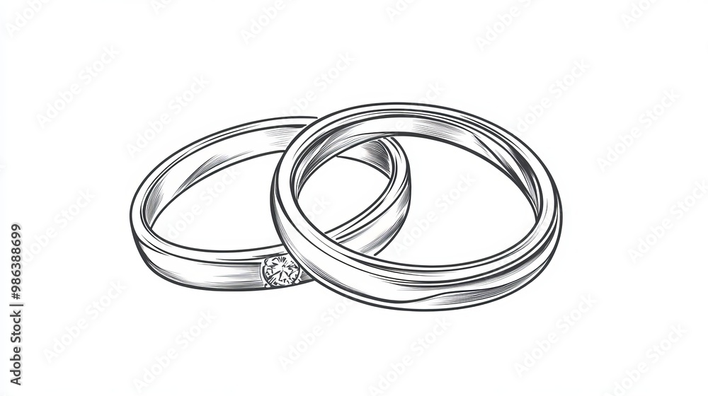Line art drawing of a wedding ring symbol Vector illustration of a pair of wedding rings on a white background Line art drawing of a wedding ring symbol Vector illustration of a pair of wedding rings on a white background
