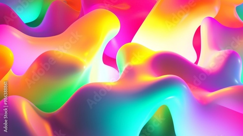 Abstract colorful background with smooth dynamic shapes forming an organic pattern. Modern colorful flow poster. Wave liquid shape in colorful background photo