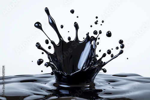 An abstract splash of ink, in bold black against a white background, offering a modern and edgy look photo