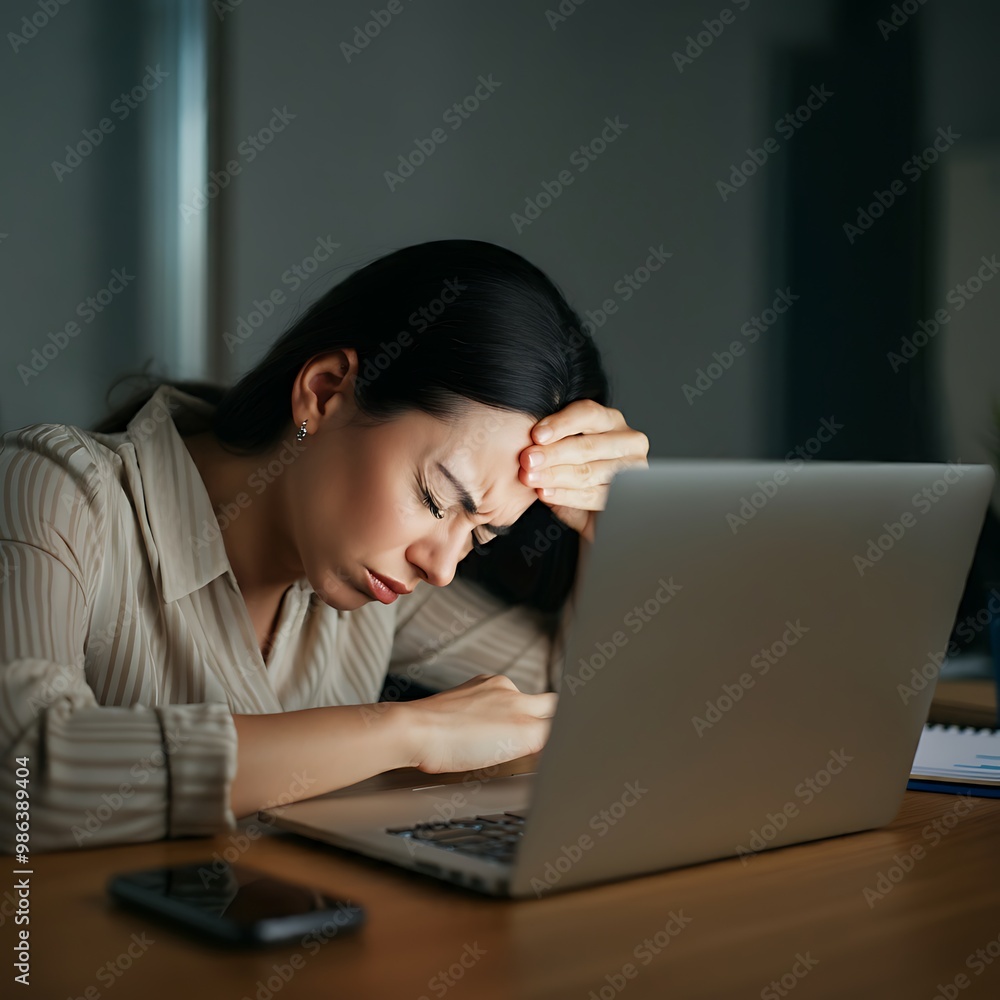 Burnout at the Desk. Stressed and exhausted working woman. Burnout at the Desk. Stressed and exhausted working woman.
