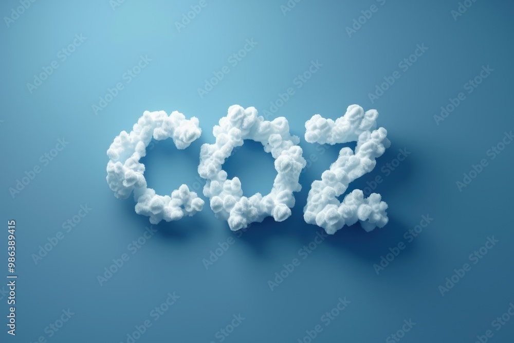 The word COZ is written in a cloud-like font on a blue background The word COZ is written in a cloud-like font on a blue background