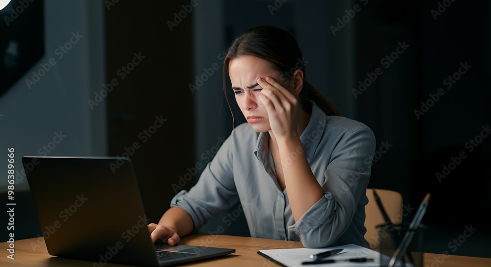 Burnout at the Desk. Stressed and exhausted working woman. Burnout at the Desk. Stressed and exhausted working woman.