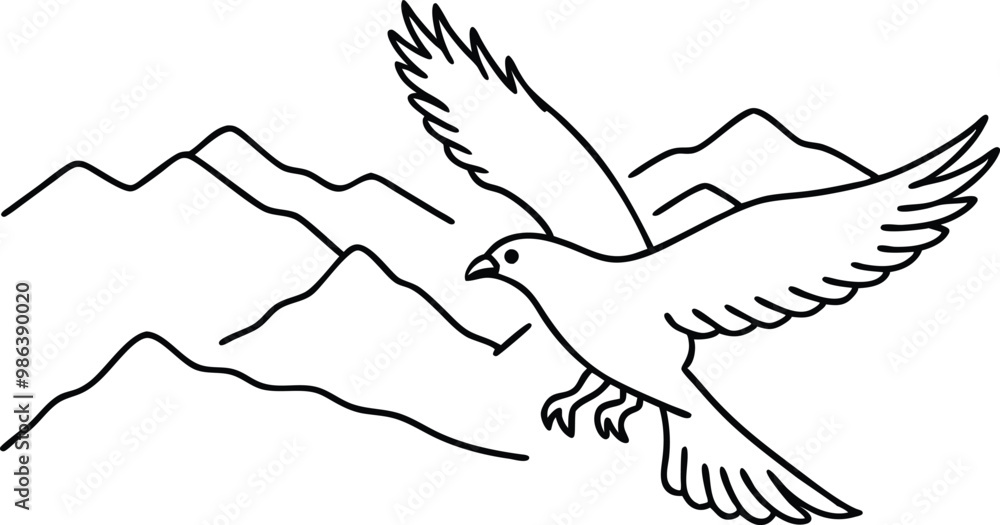 Serene Hawk in Flight Above Mountain Ranges Vector Illustration
Serene Hawk in Flight Above Mountain Ranges Vector Illustration