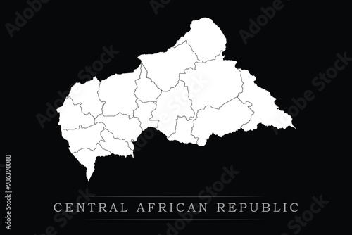 White political maps of Central African Republic isolated on black background.