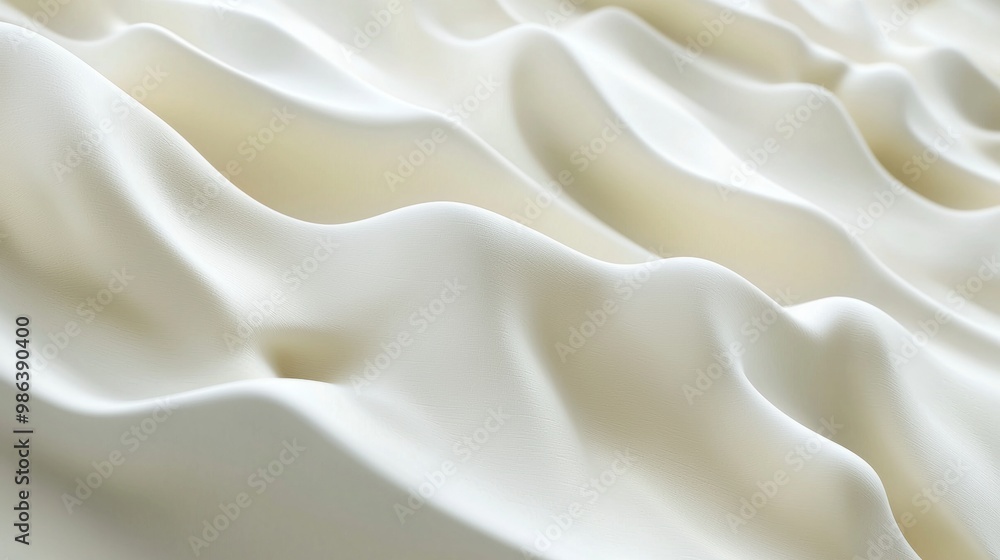 Fototapeta premium Flowing white satin fabric with soft waves and elegant texture, perfect for adding sophistication to any project