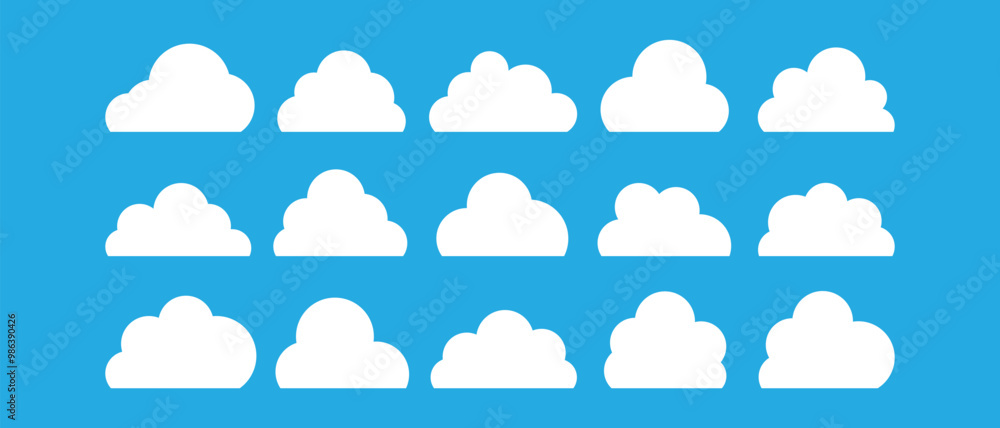 set of different shape white cloud. weather forecast. cloud storage applications vector illustration. set of different shape white cloud. weather forecast. cloud storage applications vector illustration.