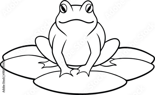 Charming Frog Nestled on a Tranquil Lily Pad Vector Image 