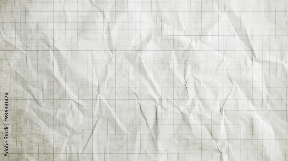 Fototapeta premium Crumpled Grid Paper Texture