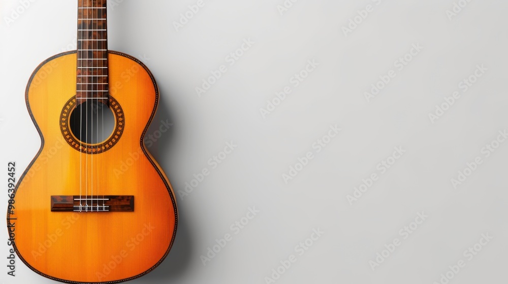 Obraz premium A guitar is on a white background