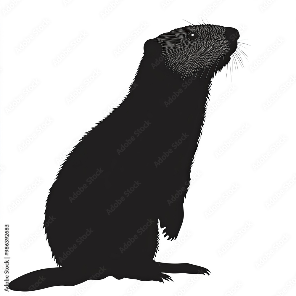 Beaver Silhouette, Illustration Isolated On White Background Beaver Silhouette, Illustration Isolated On White Background