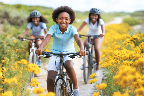 Black Family On Bikes