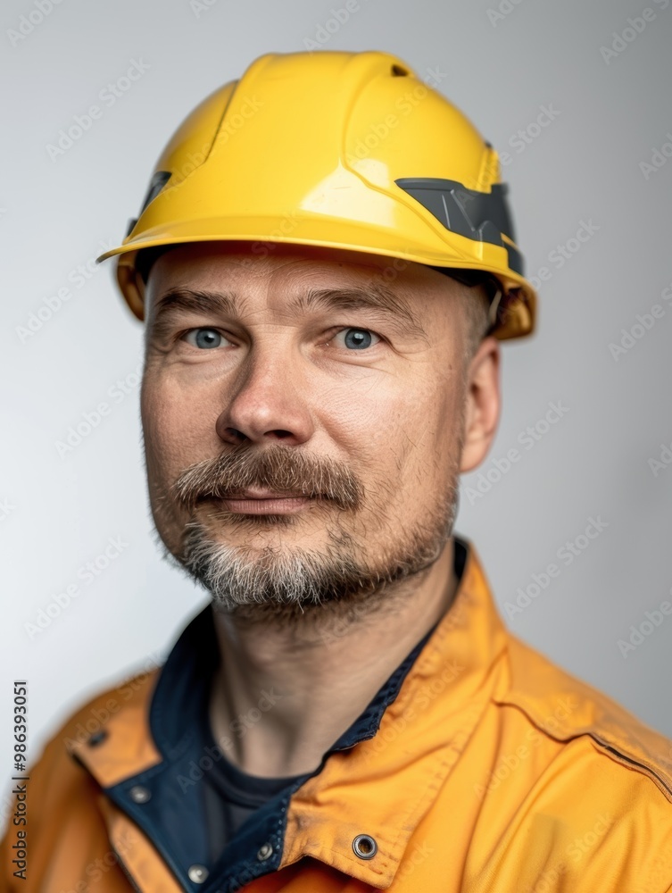 A man with a yellow hard hat is wearing a yellow jacket A man with a yellow hard hat is wearing a yellow jacket