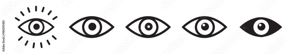Eye Icon Set - Eyesight Symbols, Retina Scan, Simple Eye Silhouettes Collection - Stock Vector Eye Icon Set - Eyesight Symbols, Retina Scan, Simple Eye Silhouettes Collection - Stock Vector