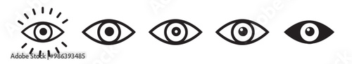 Eye Icon Set - Eyesight Symbols, Retina Scan, Simple Eye Silhouettes Collection - Stock Vector