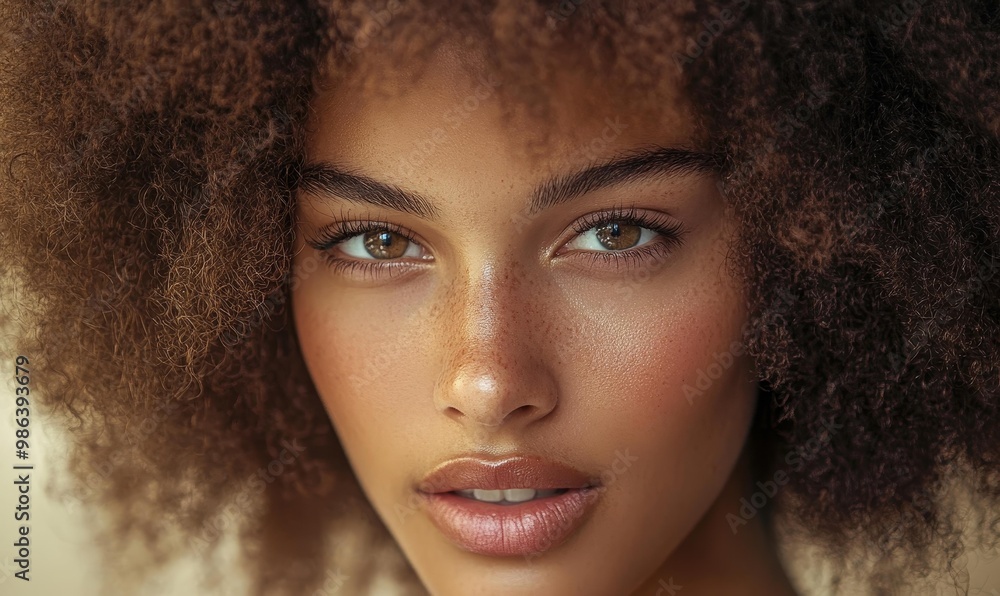 Close-up portrait of a woman with brown eyes. Close-up portrait of a woman with brown eyes.