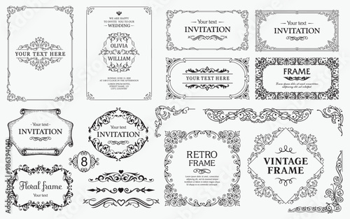 frame, border, vintage, classic, background, corner, banner, ornament, decorative, design, retro, calligraphic, card, certificate, art, dashes, decoration, divider, elegance, elegant, element, festive