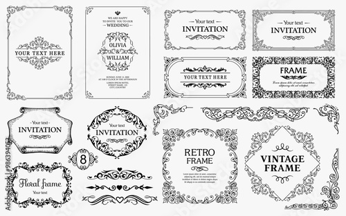 frame, border, vintage, classic, background, corner, banner, ornament, decorative, design, retro, calligraphic, card, certificate, art, dashes, decoration, divider, elegance, elegant, element, festive