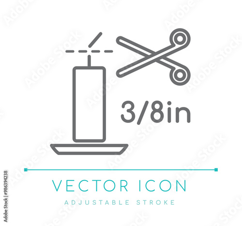 Trim Wick to 3-8 in Candle Line Icon