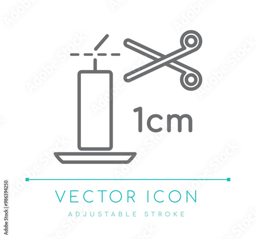 Trim Wick to 1 cm Candle Line Icon