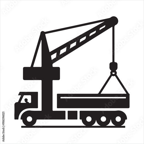 Crane icon silhouette on white background
