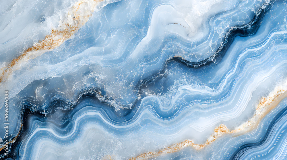 Fototapeta premium Blue and white marble background, natural marble texture