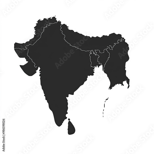 India Map Silhouette, Illus...