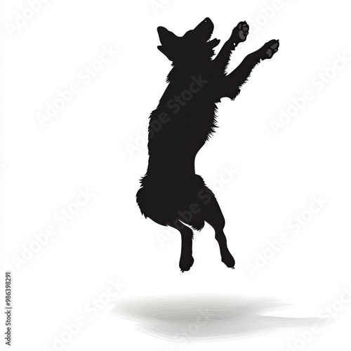 Jumping Dog Silhouette, Ill...