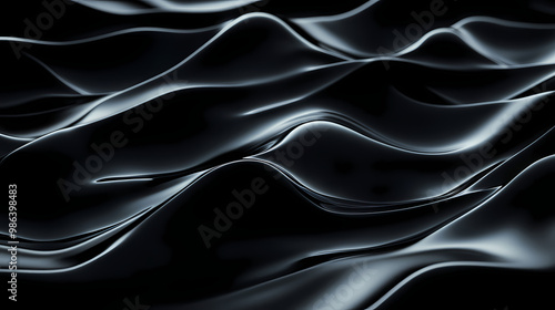 Black 3d waves ripple to make a dark abstract background. 3d render with copy-space. Abstract Patterns. Illustration