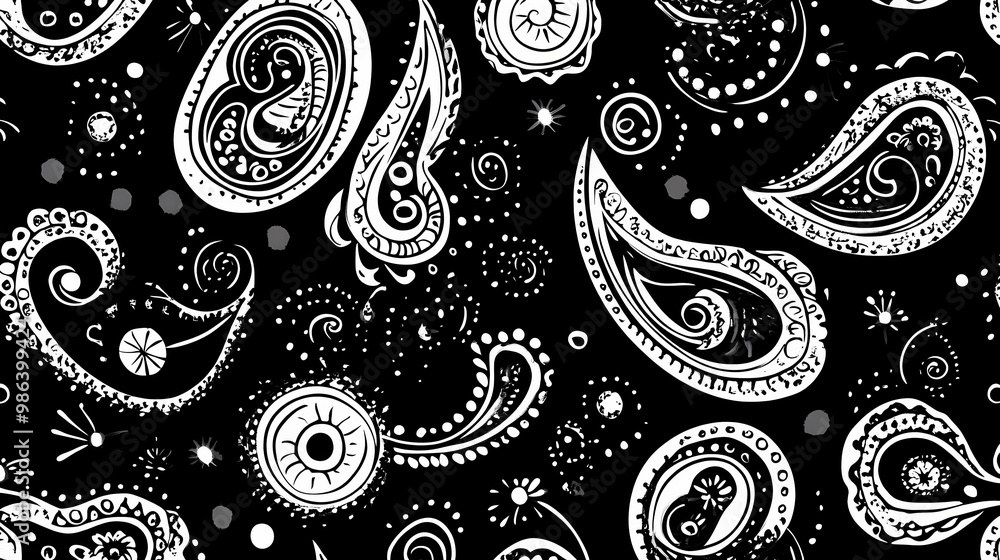 Black and white paisley pattern. Paisley. Illustration Black and white paisley pattern. Paisley. Illustration