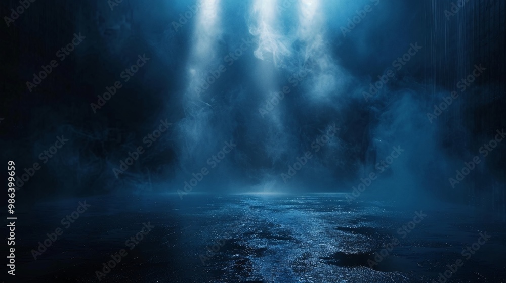 Dark street wet asphalt reflections of rays in the water Dark street wet asphalt reflections of rays in the water
