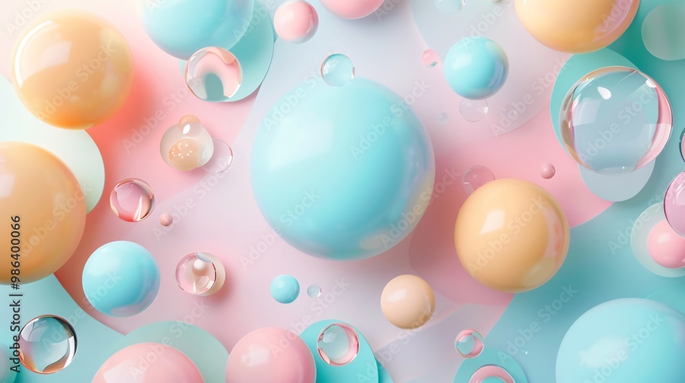 Geometric shapes Pastel spheres abstract background Geometric shapes Pastel spheres abstract background