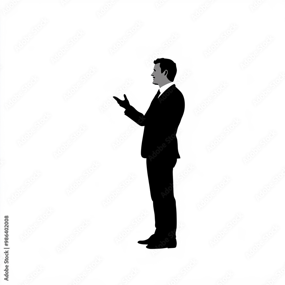 Salesman Silhouette, Illustration Isolated On White Background Salesman Silhouette, Illustration Isolated On White Background